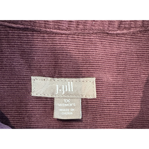 J JILL Womens 1X Purple Corduroy Long Sleeve Tunic Button Front Light Weight - Picture 7 of 9